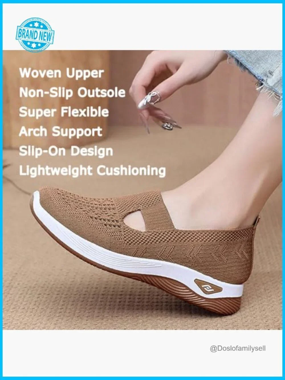 Women's Walking Sneakers Arch Support Slip-On Breathable Mesh Lightweight